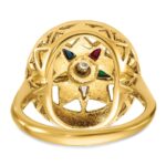 IBGoodman 14k Women's Polished and Textured with Multi-color CZ and Diamond Eastern Star Masonic Ring - Image 5
