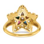 IBGoodman 10k Women's Polished Multi-color CZ and A Quality Diamond Eastern Star Masonic Ring - Image 5