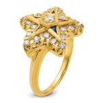IBGoodman 14k Women's Polished Multi-color CZ and AA Quality Diamond Eastern Star Masonic Ring - Image 6
