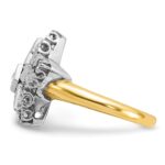 IBGoodman 10k Two-tone Women's Polished and Beaded with Multi-color CZ and Diamond Eastern Star Masonic Ring - Image 3
