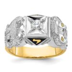 IBGoodman 14k Two-tone Men's Polished and Textured Double Eagle Masonic Shriner's Ring Mounting