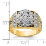 IBGoodman 14k Two-tone Men's Polished and Textured with Blue and Black Enamel Diamond Blue Lodge Master Masonic Ring - Image 8