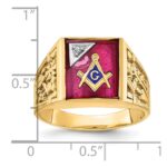IBGoodman 10k Two-tone Men's Polished and Textured with Lab Created Ruby and Diamond Blue Lodge Master Masonic Ring - Image 8