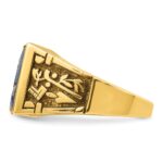 IBGoodman 10k Two-tone Men's Polished and Textured with Lab Created Sapphire and Diamond Blue Lodge Master Masonic Ring - Image 3