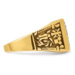 IBGoodman 10k Two-tone Men's Polished and Textured with Lab Created Sapphire and Diamond Blue Lodge Master Masonic Ring - Image 7