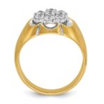 IBGoodman 14k Two-tone with White Rhodium Men's Polished Satin and Grooved 1 Carat AA Quality Diamond Round Cluster Ring - Image 2