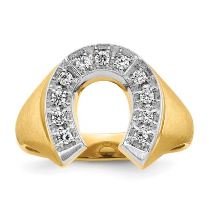 14k Two-tone IBGoodman Men's Satin Horseshoe 1/5 carat Diamond Complete Ring