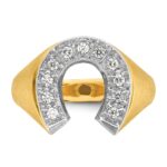 14k Two-tone IBGoodman Men's Satin Horseshoe 1/5 carat Diamond Complete Ring - Image 6