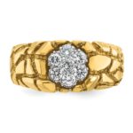 IBGoodman 14k Two-tone Men's Polished and Nugget Textured Round Cluster Ring Mounting - Image 5