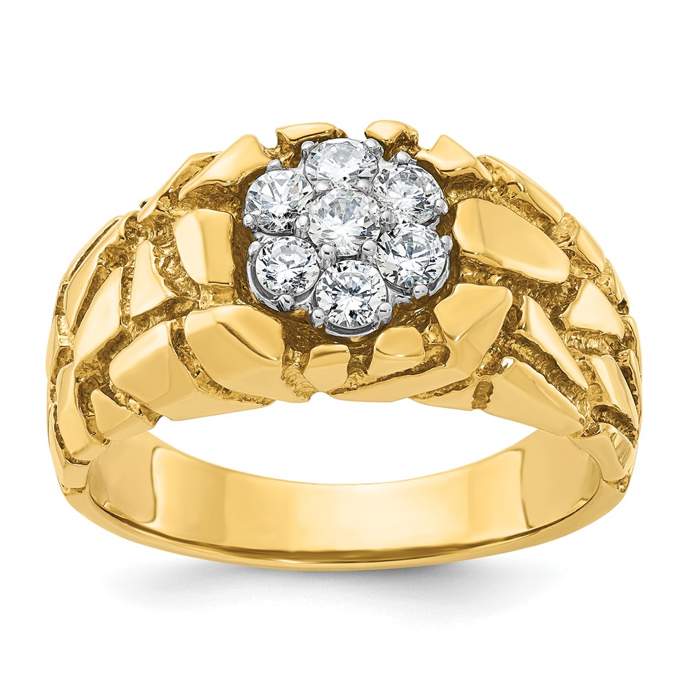 B05936-4YWAA.jpg IBGoodman 14k Two-tone Men's Polished and Nugget Textured Round Cluster Ring Mounting - Image 1