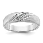 IBGoodman 14k White Gold 1/15 carat Lab Grown Diamond VS/SI+ G+ Complete Polished and Satin Men's Ring