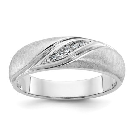 IBGoodman 14k White Gold 1/15 carat Lab Grown Diamond VS/SI+ G+ Complete Polished and Satin Men's Ring