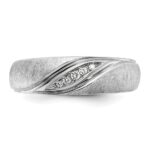 IBGoodman 14k White Gold Men's Polished and Satin 1/15 Carat AA Quality Diamond Ring - Image 4