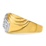 IBGoodman 14k with White Rhodium 1/2 carat Lab Grown Diamond VS/SI+ G+ Complete Polished and Grooved Three Stone Men's Ring - Image 4