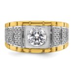 IBGoodman 14k Two-tone 1 5/8 carat Lab Grown Diamond VS/SI+ G+ Complete Polished and Satin Men's Ring - Image 4