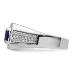 IBGoodman 14k White Gold 1/2 carat Lab Grown Diamond VS/SI+ G+ and Created Blue Sapphire Complete Men's Ring - Image 3