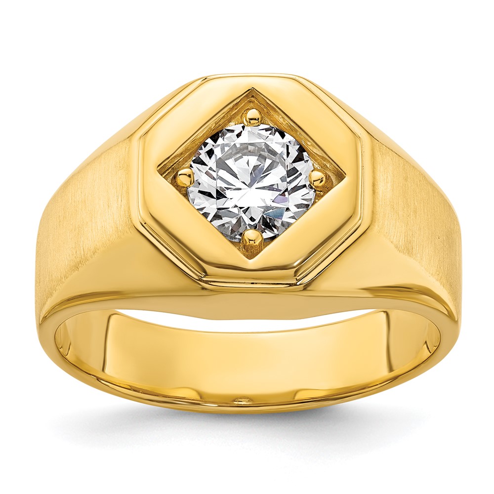 B220059-4YAA-1.jpg IBGoodman 14k 1 carat Lab Grown Diamond VS/SI+ G+ Complete Polished and Satin Men's Ring - Image 1