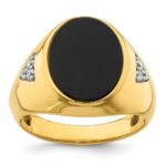 IBGoodman 14k 1/6 carat Lab Grown Diamond VS/SI+ G+ and Onyx Complete Men's Ring
