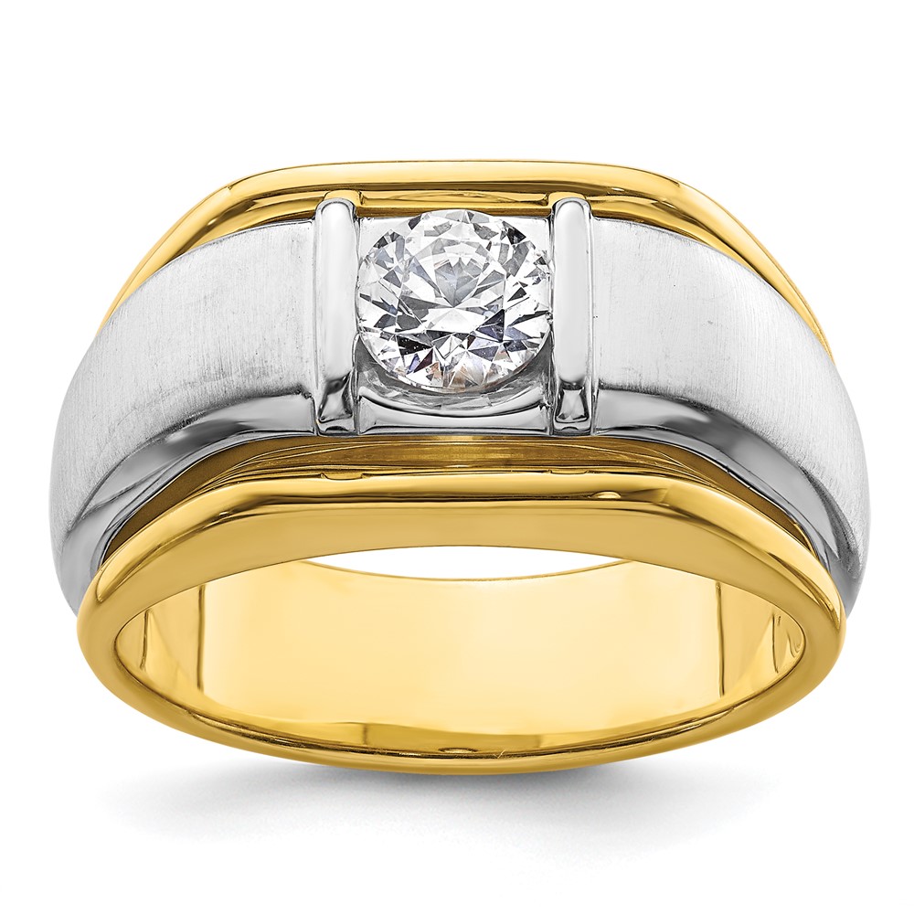 B220076-4YWAA.jpg IBGoodman 14k Two-tone 3/4 carat Lab Grown Diamond VS/SI+ G+ Complete Polished and Satin Men's Ring - Image 1