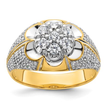 IBGoodman 14k Two-Tone 1 1/4 carat Lab Grown Diamond VS/SI+ G+ Complete Men's Cluster Ring