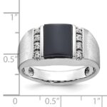14k White Gold IBGoodman Men's Satin Onyx and 1/8 carat Diamond Complete Ring - Image 3