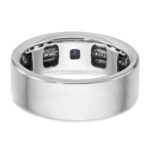 14k White Gold IBGoodman Men's Satin Lab Created Sapphire and 1/8 carat Diamond Complete Ring - Image 7