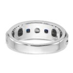 IBGoodman 14k White Gold Men's Polished Satin and Grooved Square 3-Stone Ring Mounting - Image 7
