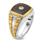 10k Two-tone IBGoodman Men's Onyx and Diamond Complete Ring - Image 8