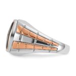 14k Two-tone White/Rose IBGoodman Men's Onyx and 1/10 carat Diamond Complete Ring - Image 5