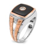 14k Two-tone White/Rose IBGoodman Men's Onyx and 1/10 carat Diamond Complete Ring - Image 8