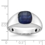 10k White Gold IBGoodman Men's Sapphire Doublet Stone Complete Ring - Image 7