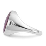 14k White Gold IBGoodman Men's Oval Ruby Doublet Stone and 1/15 carat Diamond Complete Ring - Image 5