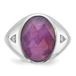 14k White Gold IBGoodman Men's Oval Ruby Doublet Stone and 1/15 carat Diamond Complete Ring - Image 6