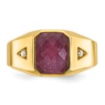 10k IBGoodman Men's Created Ruby Doublet Stone and Diamond Complete Ring - Image 6