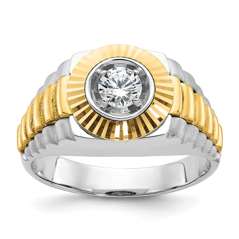 B56392-0WYA.jpg IBGoodman 10k Two-tone Men's Polished Satin and Textured 3/8 Carat A Quality Diamond Ring - Image 1