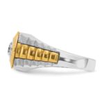 IBGoodman 14k Two Tone 3/8 carat Lab Grown Diamond VS/SI+ G+ Complete Polished Satin and Textured Men's Ring - Image 3