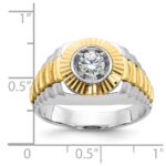 IBGoodman 14k Two-tone Men's Polished Satin and Textured 3/8 Carat AA Quality Diamond Ring - Image 3