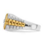 IBGoodman 14k Two-tone Men's Polished Satin and Textured 1/2 Carat AA Quality Diamond Cluster Ring - Image 5