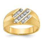 10k IBGoodman Men's Polished Satin and Grooved Ring Mounting
