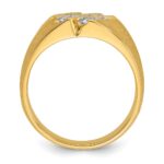 IBGoodman 10k Men's Polished Satin and Grooved 1/2 Carat A Quality Diamond Ring - Image 2