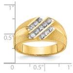 IBGoodman 10k Men's Polished Satin and Grooved 1/2 Carat A Quality Diamond Ring - Image 3