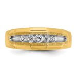 IBGoodman 14k with White Rhodium Men's Polished and Satin 5-Stone 1/4 Carat AA Quality Diamond Ring - Image 6