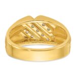 IBGoodman 14k Men's Polished Satin and Grooved 1/4 Carat AA Quality Diamond Ring - Image 7