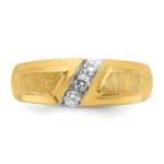 IBGoodman 14k Men's Polished and Satin 3-Stone 1/4 Carat AA Quality Diamond Ring - Image 6