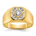 10k IBGoodman Men's Polished and Satin Diamond Complete Ring