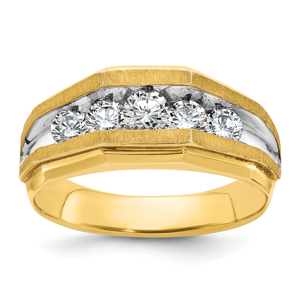 B56716-4YAA-1.jpg IBGoodman 14k with White Rhodium Men's Polished and Satin 5-Stone 1 Carat AA Quality Diamond Ring - Image 1