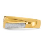 IBGoodman 14k Two-tone Men's Polished Satin and Grooved 3-Stone 1/4 Carat AA Quality Diamond Ring - Image 5