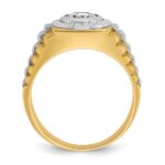 IBGoodman 14k Two Tone 1 carat Lab Grown Diamond VS/SI+ G+ Complete Polished Satin and Textured Men's Ring - Image 2