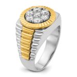 IBGoodman 14k Two-tone Men's Polished and Textured 1 Carat AA Quality Round Cluster Ring - Image 8