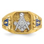 IBGoodman 10k Two-tone Men's Polished and Textured Blue Lodge Master Masonic Ring Mounting - Image 4